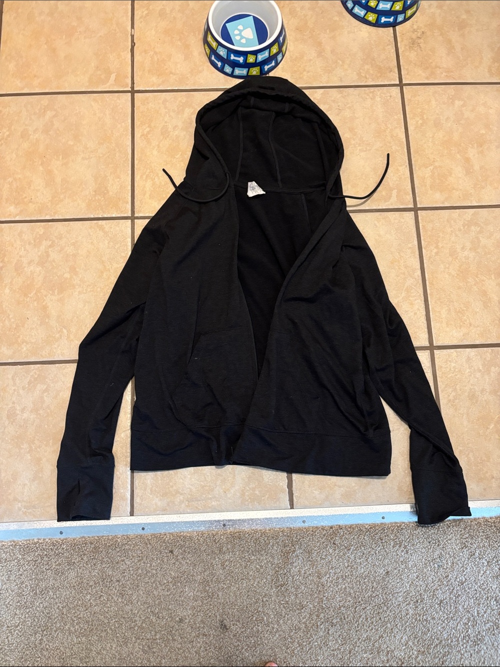 Black Lightweight Hooded zipper jacket
